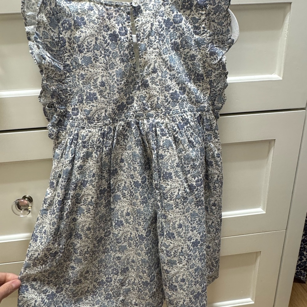 Pink Chicken Blue Floral Kids Dress - Picture 2 of 4